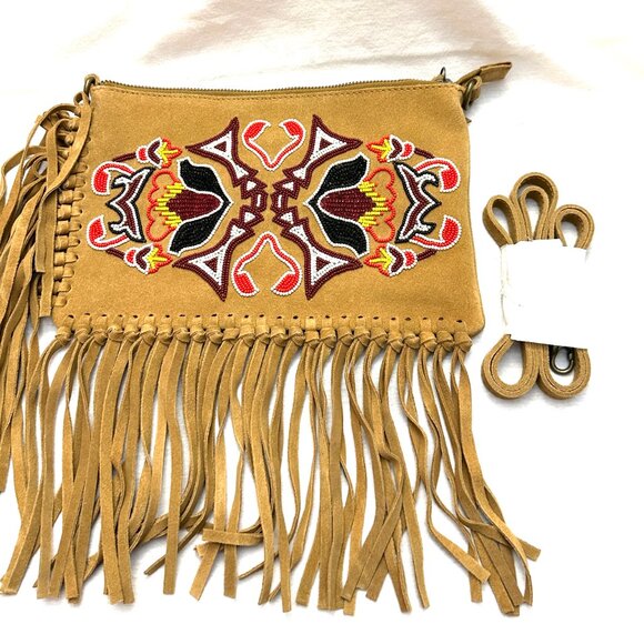 SUEDE FRINGE CLUTCH/CROSS BODY HANDBAG. - Picture 2 of 11